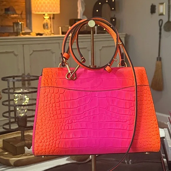 Kate Spade ♠️ New York Katy Ombré Croc Embossed Leather Medium Top Handle - Picture 4 of 16